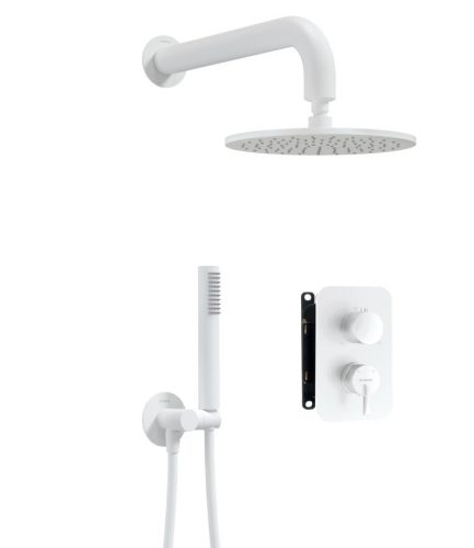 Falba süllyesztett csaptelep, Deante Silia zuhanyszett, keverő BOX-al, fehér BXYYAQSM