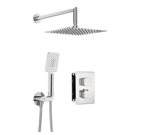 Falba süllyesztett csaptelep, Deante Therm zuhanyszett termosztatikus BOX-al, króm BXYZ0ECT