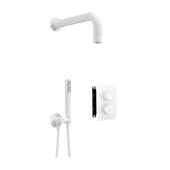   Falba süllyesztett csaptelep, Deante Box zuhanyszett termosztatikus BOX-al, fehér BXYZAEBT