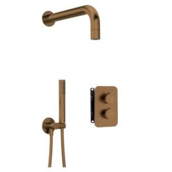  Falba süllyesztett csaptelep,Deante Box zuhanyszett+termosztatikus BOX,szálcsisz. bronz BXYZCEBT