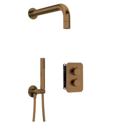 Falba süllyesztett csaptelep,Deante Box zuhanyszett+termosztatikus BOX,szálcsisz. bronz BXYZCEBT