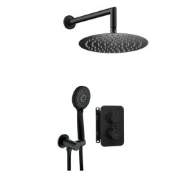   Falba süllyesztett csaptelep, Deante Therm zuhanyszett termosztatikus BOX-al, fekete BXYZNEBT