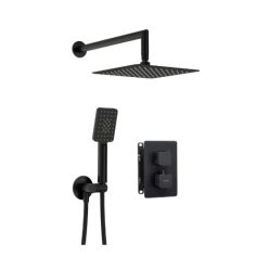   Falba süllyesztett csaptelep, Deante Therm zuhanyszett termosztatikus BOX-al, fekete BXYZNECT