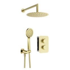   Falba süllyesztett csaptelep,Deante Therm zuhanyszett+termosztatikus BOX,szálcsisz.arany BXYZREBT