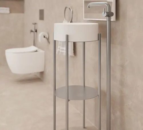 Alsó szekrény, Deante Silia álló fürdőszobai konzol, szálcsiszolt acél, 36 cm CKS_F36A