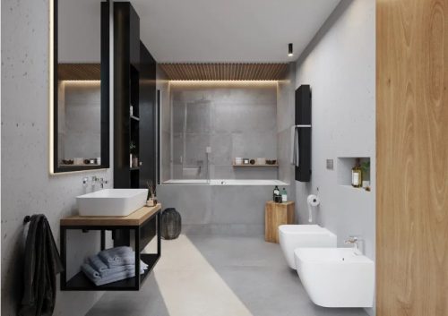 Alsó szekrény, Deante fali fürdőszobai konzol, fekete, 60x50 cm CSW_X60A