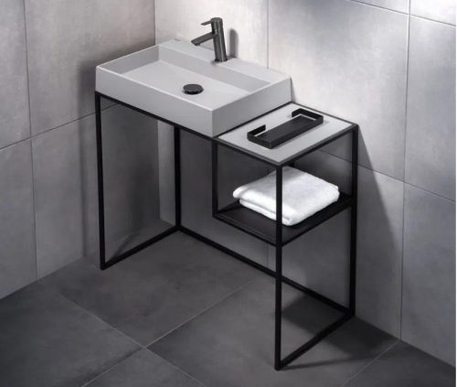 Alsó szekrény, Deante Correo álló fürdőszobai konzol, moduláris, 90x40 cm, fekete CKC_N90A