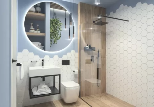 Alsó szekrény, Deante Temisto fali fürdőszobai konzol, mosdóval 60x50 cm CDTW6U6S