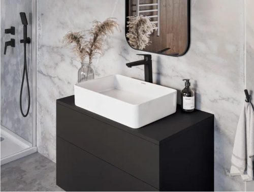 Alsó szekrény, Deante Prizma mosdószekrény, pulttal fekete 80x52x47 cm SDI_NB81