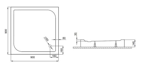 Zuhanytálca, Sanimix Oceano 21.05.48 íves zuhanytálca 90x90