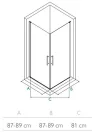 Zuhanykabin, Wasserburg Pax 11 zuhanykabin 90x90 cm, króm 22.25260-90 (22.2526-90+22.2526-90)