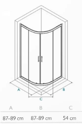 Zuhanykabin, Wasserburg WB02 íves zuhanykabin 90x90, króm 22.2502-90