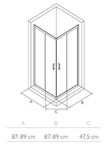 Zuhanykabin, Wasserburg WB12 szögletes zuhanykabin 90x90, króm 22.2512-90