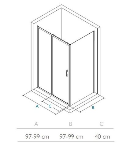 Zuhanykabin, Wasserburg WB16 szögletes zuhanykabin 100x100 cm, króm 22.2516-1010