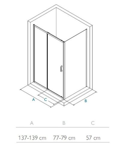 Zuhanykabin, Wasserburg WB16 szögletes zuhanykabin 140x80 cm, króm 22.2516-1480