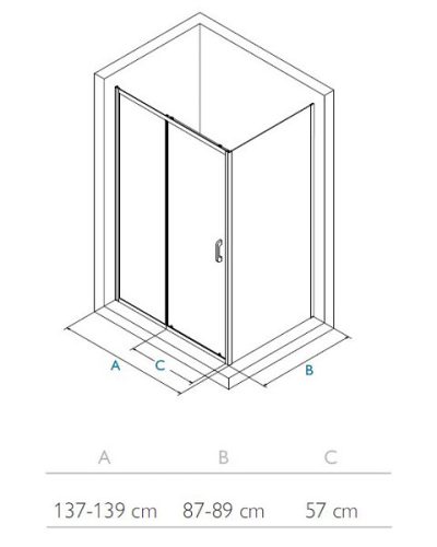 Zuhanykabin, Wasserburg WB16 szögletes zuhanykabin 140x90 cm, króm 22.2516-1490