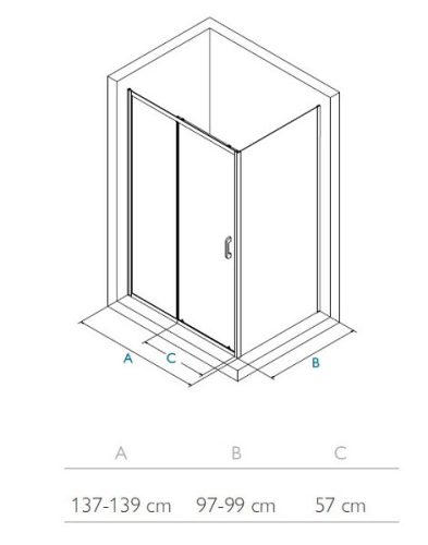 Zuhanykabin, Wasserburg WB16 szögletes zuhanykabin 140x100 cm, króm 22.2516-1410