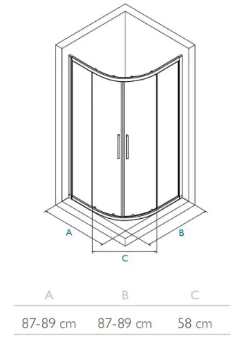 Zuhanykabin, Wasserburg Express íves zuhanykabin 90x90 cm, króm 22.2502E-90