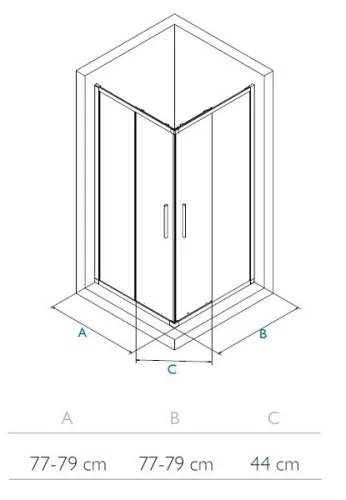 Zuhanykabin, Wasserburg Express szögletes zuhanykabin 80x80 cm, króm 22.2512E-80