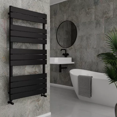 Egyenes radiátor, Wasserburg Plana Black törölközőszárító radiátor 120x60 cm, fekete 20.25936B