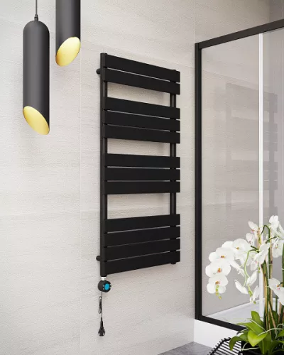 Egyenes radiátor, Wasserburg Plana Black törölközőszárító radiátor 120x60 cm, fekete 20.25936B