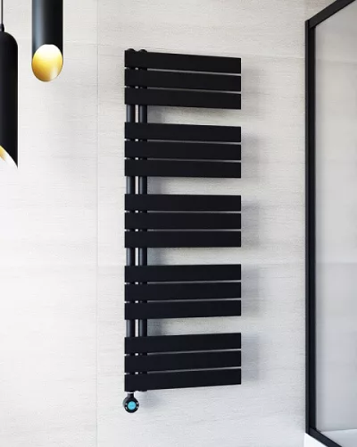 Egyenes radiátor, Wasserburg Crista Black törölközőszárító radiátor 140x50 cm, fekete 20.25946B