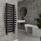 Egyenes radiátor, Wasserburg Ovale Black törölközőszárító radiátor 120x60 cm, fekete 20.25926B