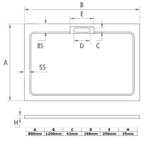 Zuhanytálca, Wasserburg Petra 80x120 cm szögletes zuhanytálca, fehér 21.2506-80