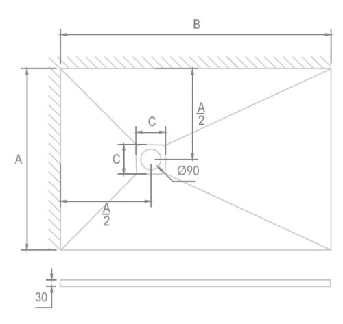 Zuhanytálca, Wasserburg Petra 120x90 cm zuhanytálca, rozsdamentes ráccsal, fehér 21.2506C-90