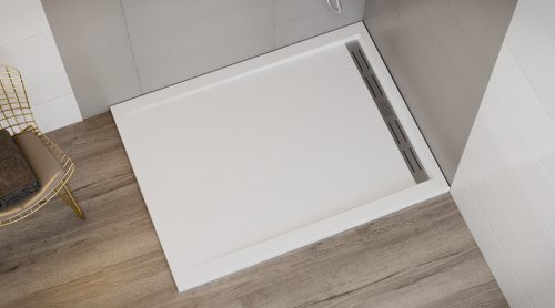 Zuhanytálca, Wasserburg Petra 120x90 cm szögletes zuhanytálca folyókával, fehér 21.2506R-90