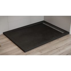   Zuhanytálca, Wasserburg Petra 120x90 cm szögletes zuhanytálca folyókával, fekete 21.2506R-90-BL