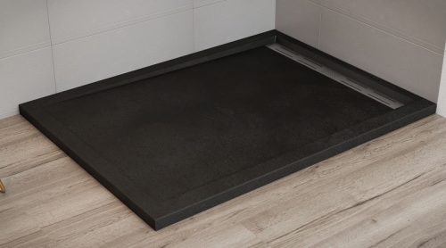 Zuhanytálca, Wasserburg Petra 120x90 cm szögletes zuhanytálca folyókával, fekete 21.2506R-90-BL