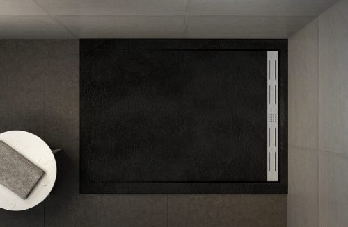 Zuhanytálca, Wasserburg Petra 120x90 cm szögletes zuhanytálca folyókával, fekete 21.2506R-90-BL