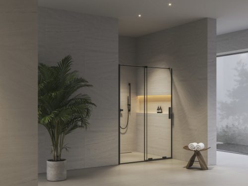 Zuhanyajtó, Ravak Roll RODP2 zuhanyajtó, 100 cm, fekete X08VA0300Z1