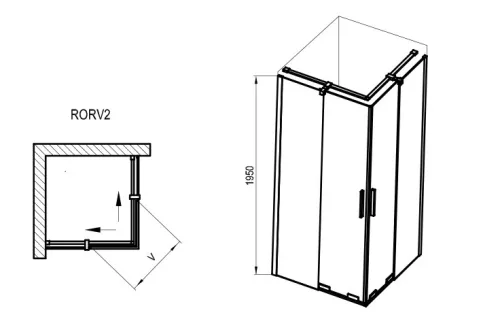 Zuhanykabin, Ravak Roll RORV2 zuhanykabin 80x80 cm, fekete X14V40300Z1