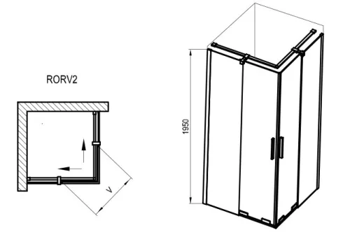Zuhanykabin, Ravak Roll RORV2 zuhanykabin 90x90 cm, fekete X14V70300Z1