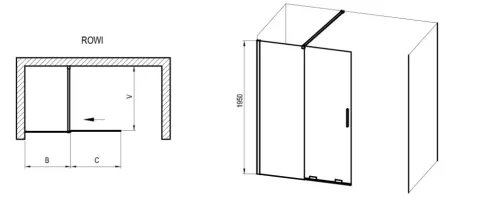 Walk-in, Ravak Roll ROWI zuhanyfal 120 cm, fekete X9WVG0300Z1
