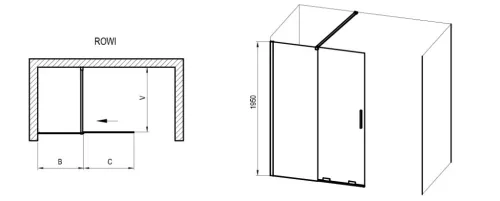 Walk-in, Ravak Roll ROWI zuhanyfal 140 cm, króm X9WVM0C00Z1