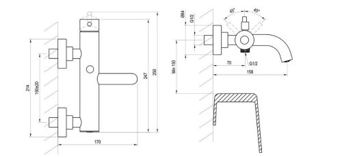 Kádtöltő csaptelep, Ravak Espirit kádtöltő szettel, ES 022.10WV+S, matt fehér X07S124