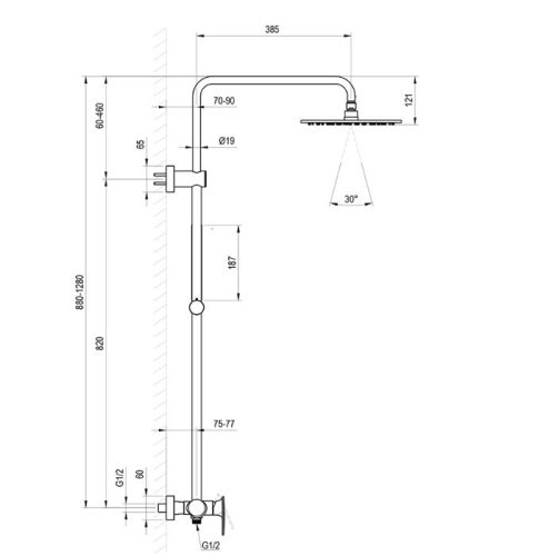 Zuhanyszett, Ravak Spring állítható zuhanyoszlop szettel, SG 098.10WHM, matt fehér X070581