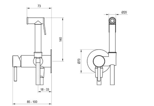 Falba süllyesztett csaptelep, Ravak bidé csaptelep BM 057.20BLM+S, matt fekete X070750