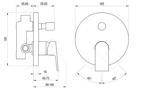 Falba süllyesztett csaptelep, Ravak Plan zuhany csaptelep PN 062.00CR.O2, króm X070510