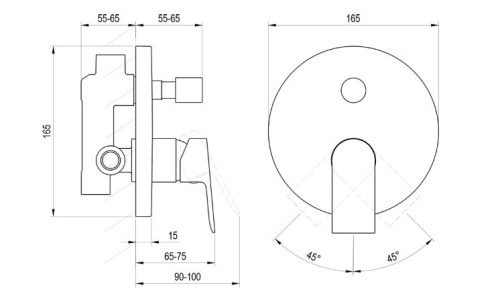 Falba süllyesztett csaptelep, Ravak Plan zuhany csaptelep PN 062.20BLM.O2, matt fekete X070619