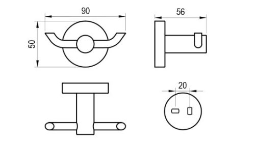 Fogas, Ravak Kona dupla akasztó KN 100.30SSB szálcsiszolt rozsdamentes acél X07P1273