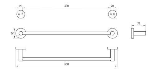 Törölközőtartó, Ravak Kona törölközőtartó 45 cm, KN 310.10WHM matt fehér X07P1315