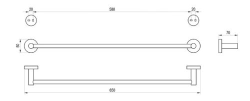Törölközőtartó, Ravak Kona törölközőtartó 60 cm, KN 311.10WHM matt fehér X07P1316