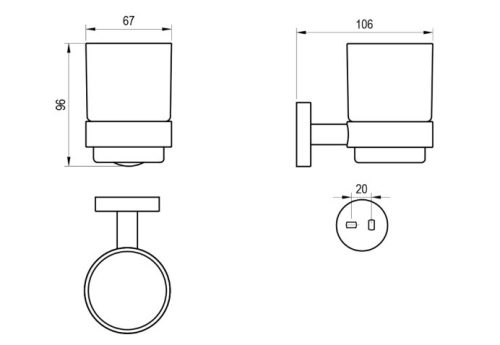 Pohártartó, Ravak Kona pohártartó KN 210.20BLM matt fekete X07P1309