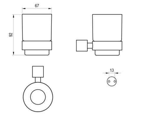 Pohártartó, Ravak Fold pohártartó FD 210.20BLM matt fekete X07P1354