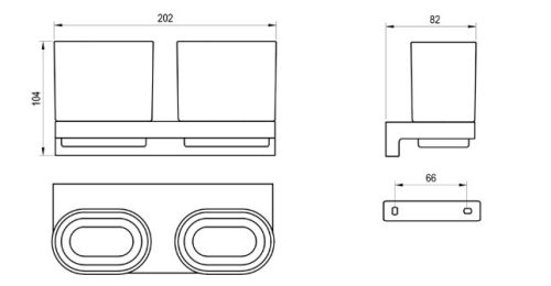 Pohártartó, Ravak Chrome II dupla pohártartó CR II 220.20BLM matt fekete X07P1378