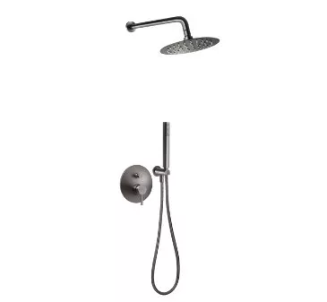 Falba süllyesztett csaptelep, Ferro Ciriculus zuhanyszett, gun metal BCK7PGM-SET1-S